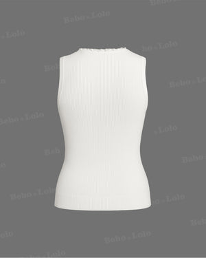 Pearl Trim Luxe Ribbed Knit waistcoat