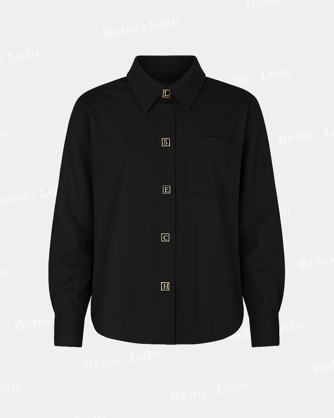 Lettered Button Plus Size Shirt