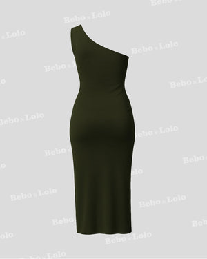 One Shoulder Bodycon Ruched Dress 
