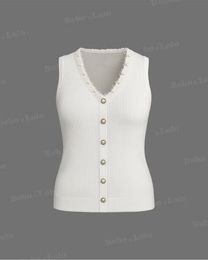 Pearl Trim Luxe Ribbed Knit waistcoat