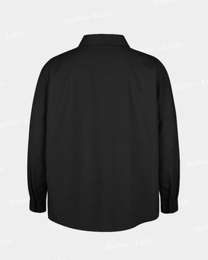 Lettered Button Plus Size Shirt