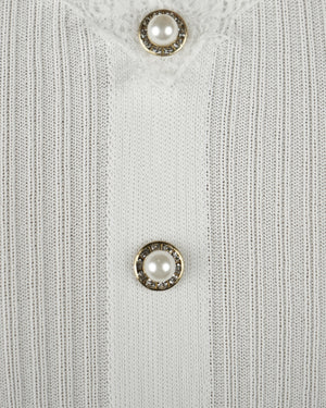 Pearl Trim Luxe Ribbed Knit waistcoat