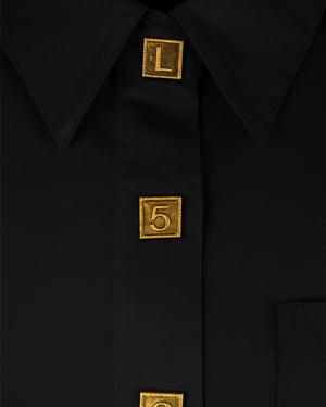 Lettered Button Plus Size Shirt
