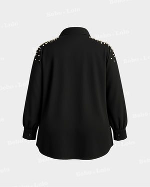 Pearl Shoulder Plus Size Shirt