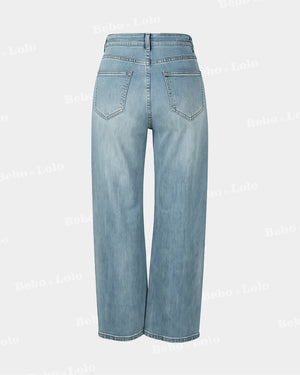 Crystal Heart Cutout Embellished Denim