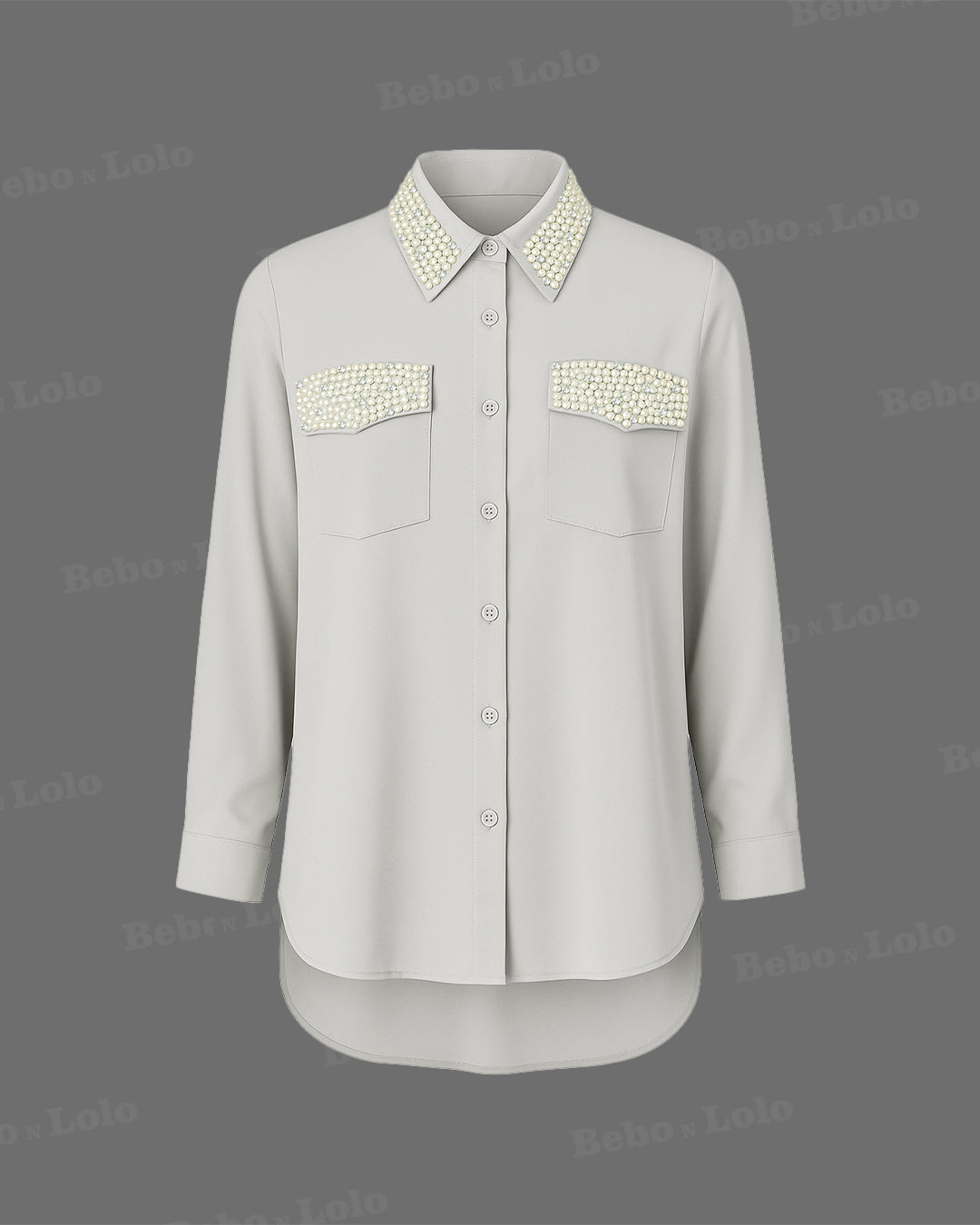 Heavy Studded Pearl Shirt - bebonlolo