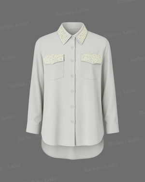 Heavy Studded Pearl Shirt - bebonlolo