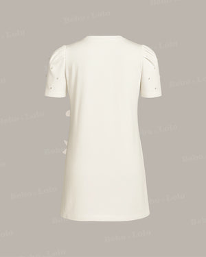 Mini Dress with Pearl & Flower - bebonlolo