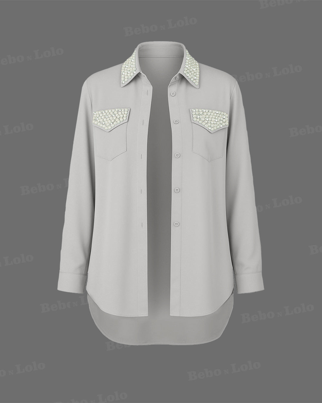 Heavy Studded Pearl Shirt - bebonlolo