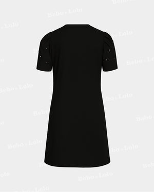 Mini Dress with Pearl & Flower - bebonlolo