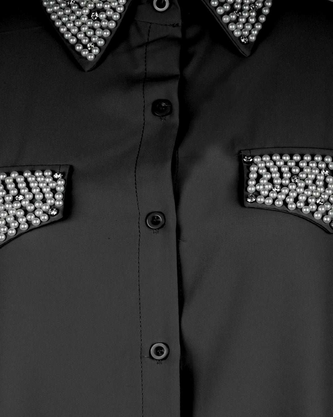 Heavy Studded Pearl Shirt - bebonlolo