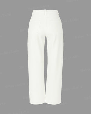 Crystal Heart Cutout Embellished Denim
