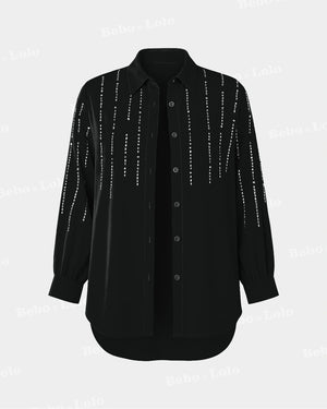 Crystal Line Drop Plus Size Shirt - bebonlolo