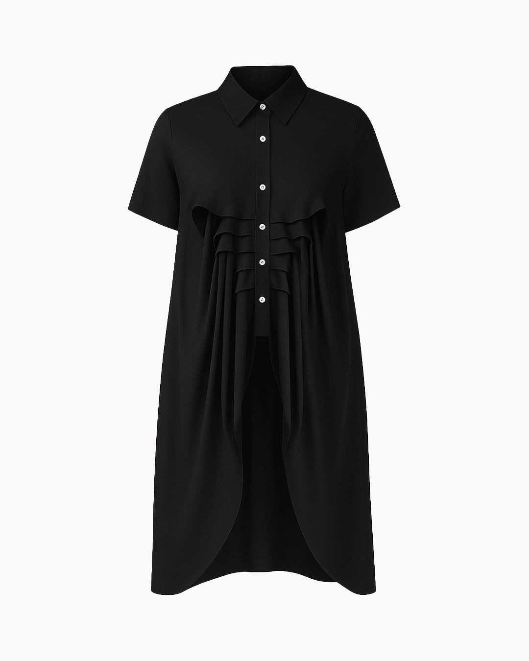 Black dress with a belt on a white background
