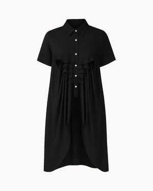 Black dress with a belt on a white background