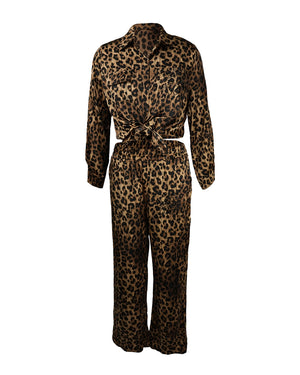 Leopard print jumpsuit on a white background