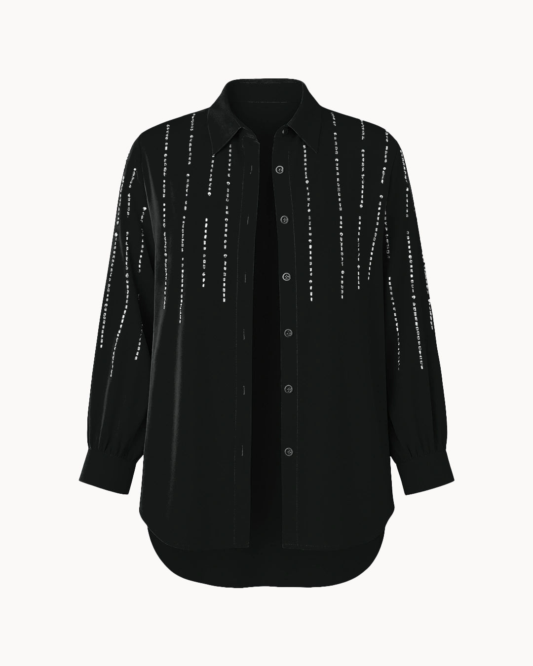 Black shirt with decorative elements on a white background