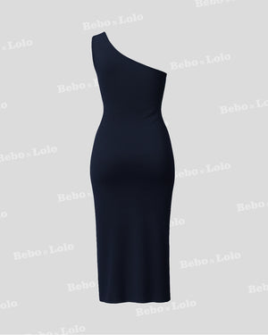 One Shoulder Bodycon Ruched Dress 
