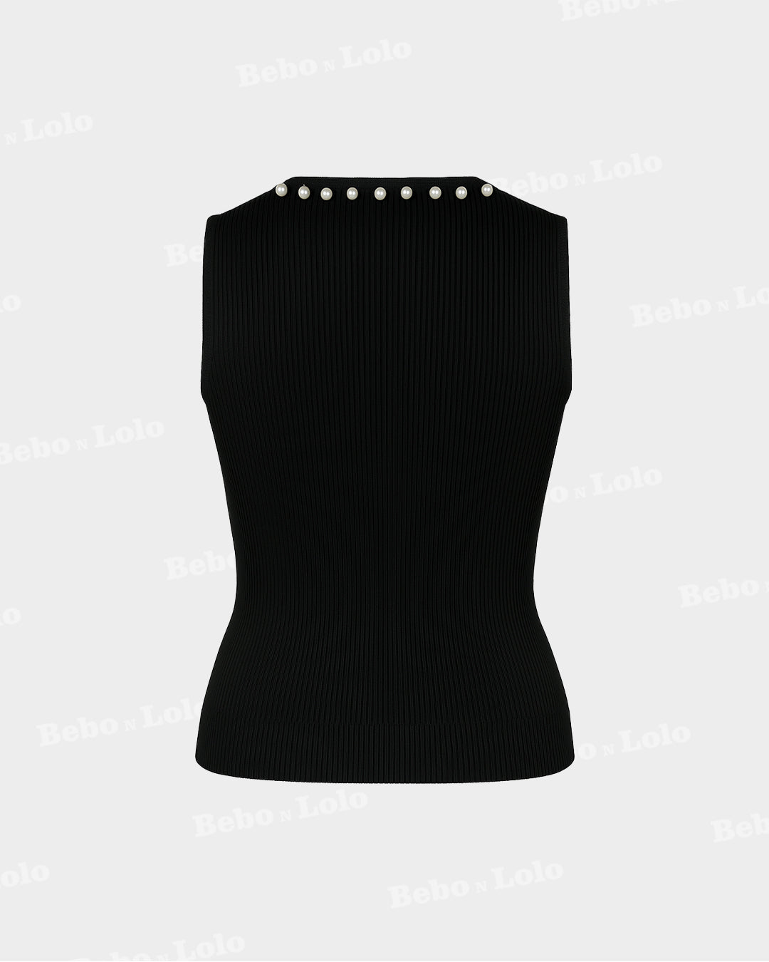 Pearl Trim Luxe Ribbed Knit waistcoat