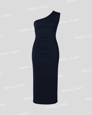 One Shoulder Bodycon Ruched Dress 