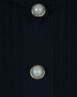 Pearl Trim Luxe Ribbed Knit waistcoat