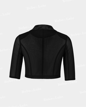 Velina Satin Mesh Evening Blazer