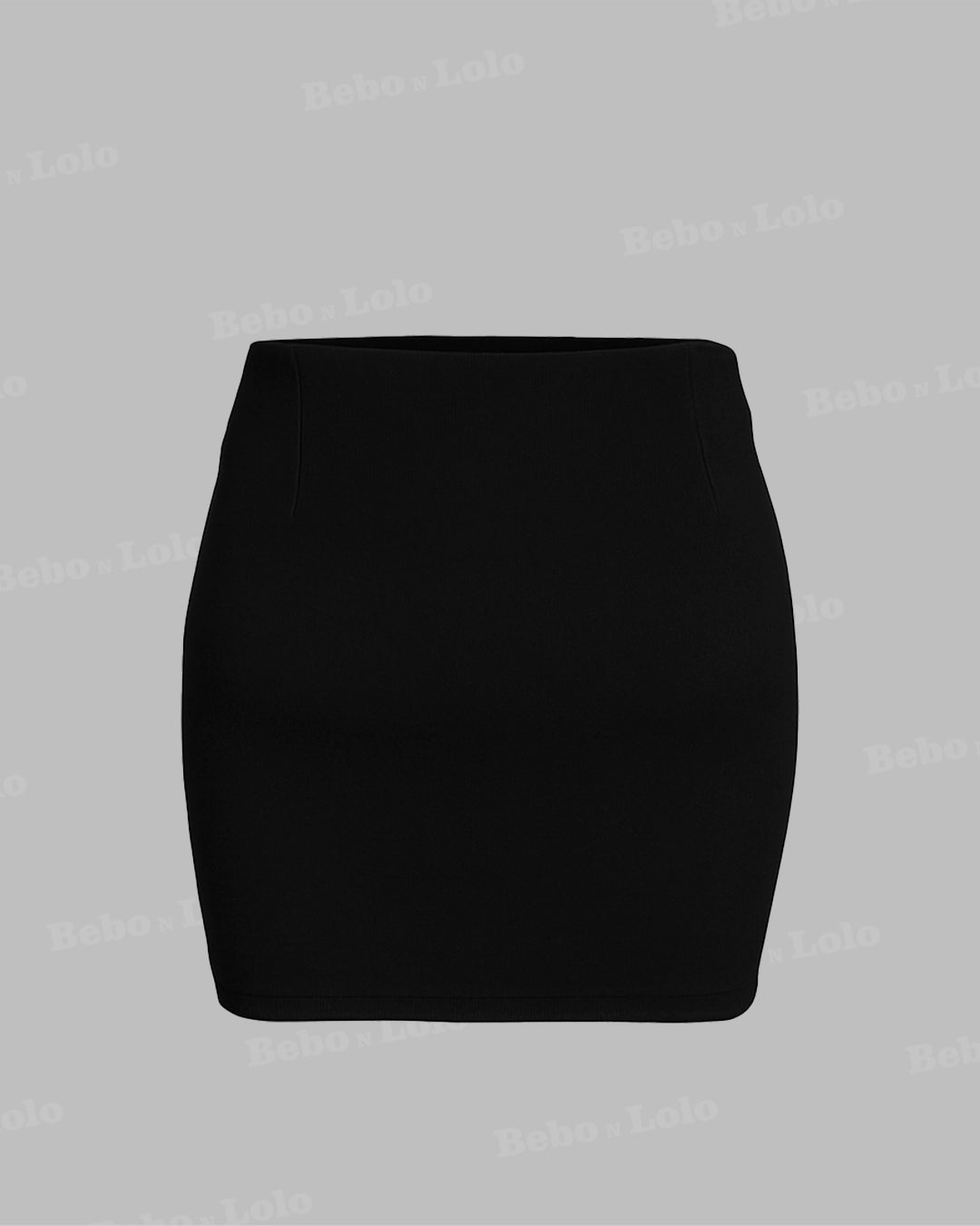 Black mini skirt on a light gray background