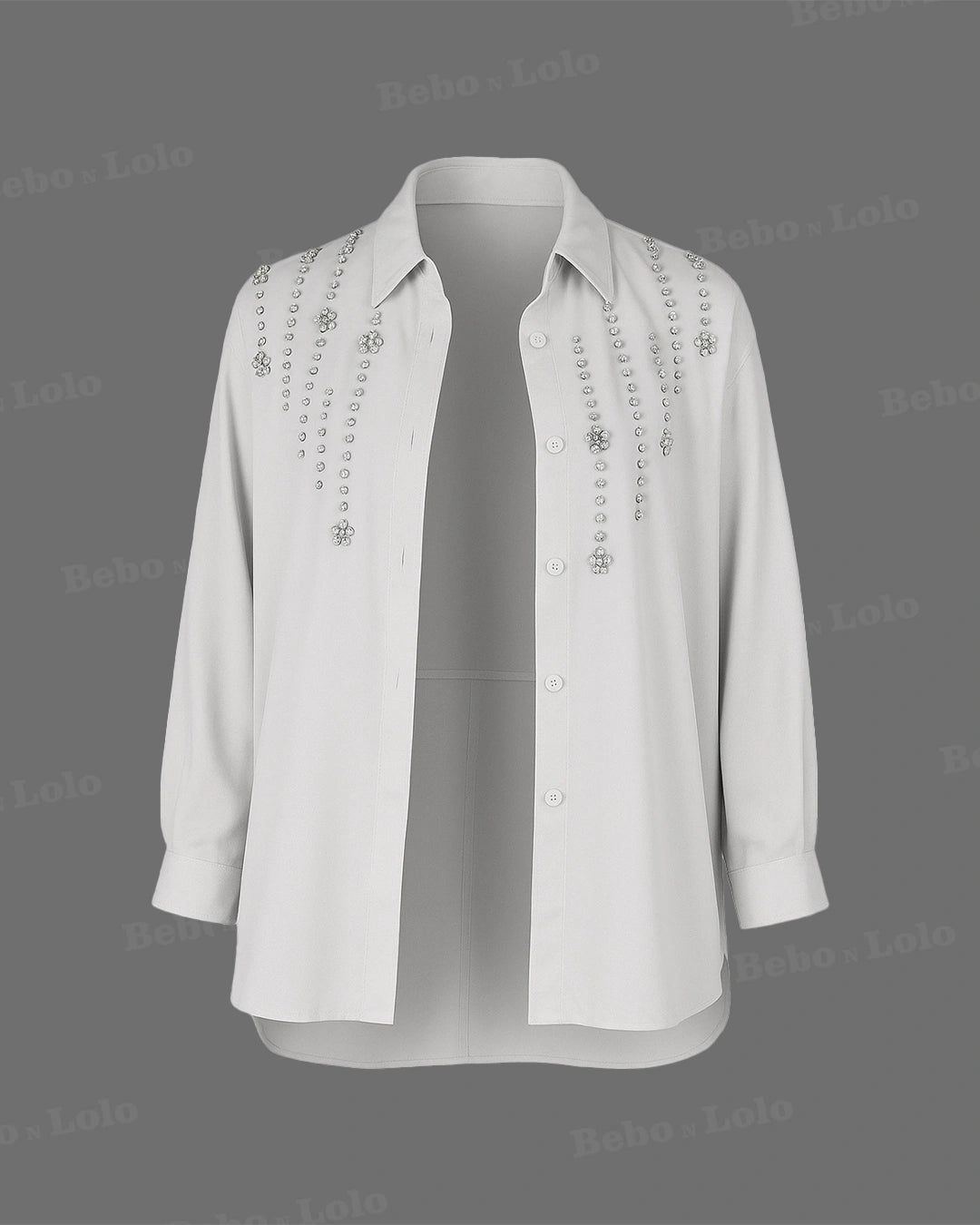 Heavy Crystal Studded Shirt - bebonlolo
