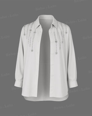 Heavy Crystal Studded Shirt - bebonlolo