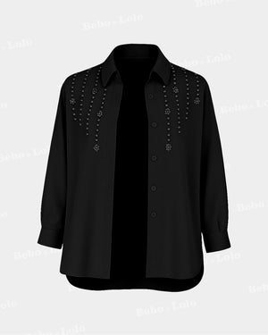 Heavy Crystal Studded Shirt - bebonlolo