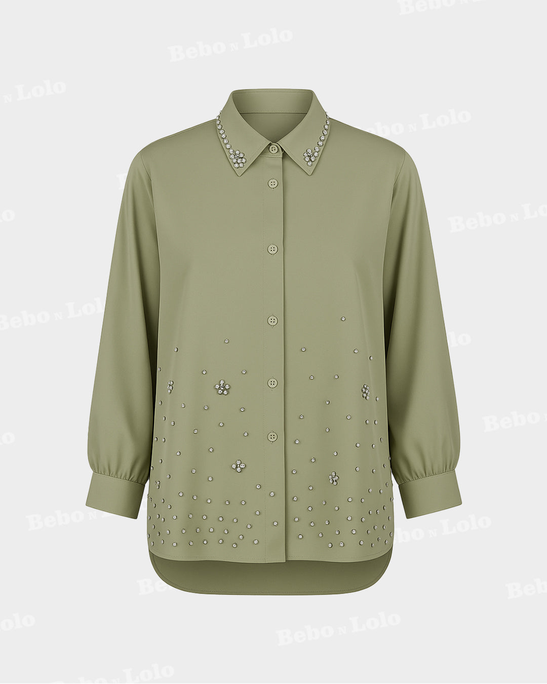 Pearl Embellished Plus Size Shirt