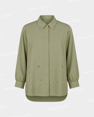 Pearl Embellished Plus Size Shirt