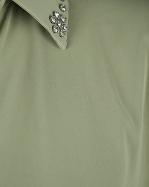 Pearl Embellished Plus Size Shirt - bebonlolo