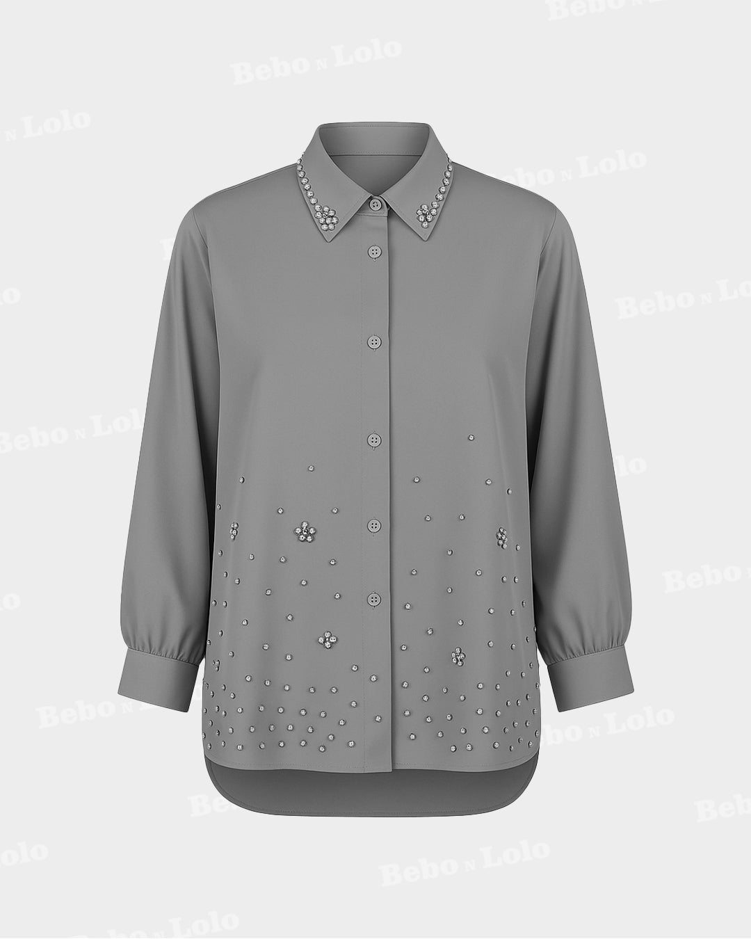Pearl Embellished Plus Size Shirt