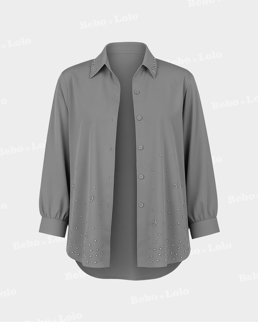Pearl Embellished Plus Size Shirt