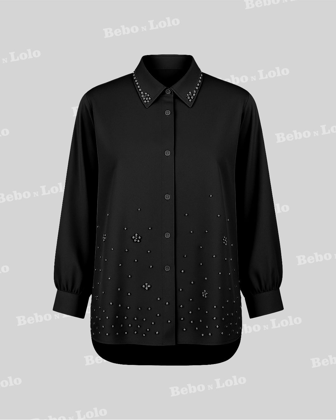 Pearl Embellished Plus Size Shirt