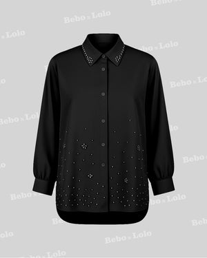 Pearl Embellished Plus Size Shirt