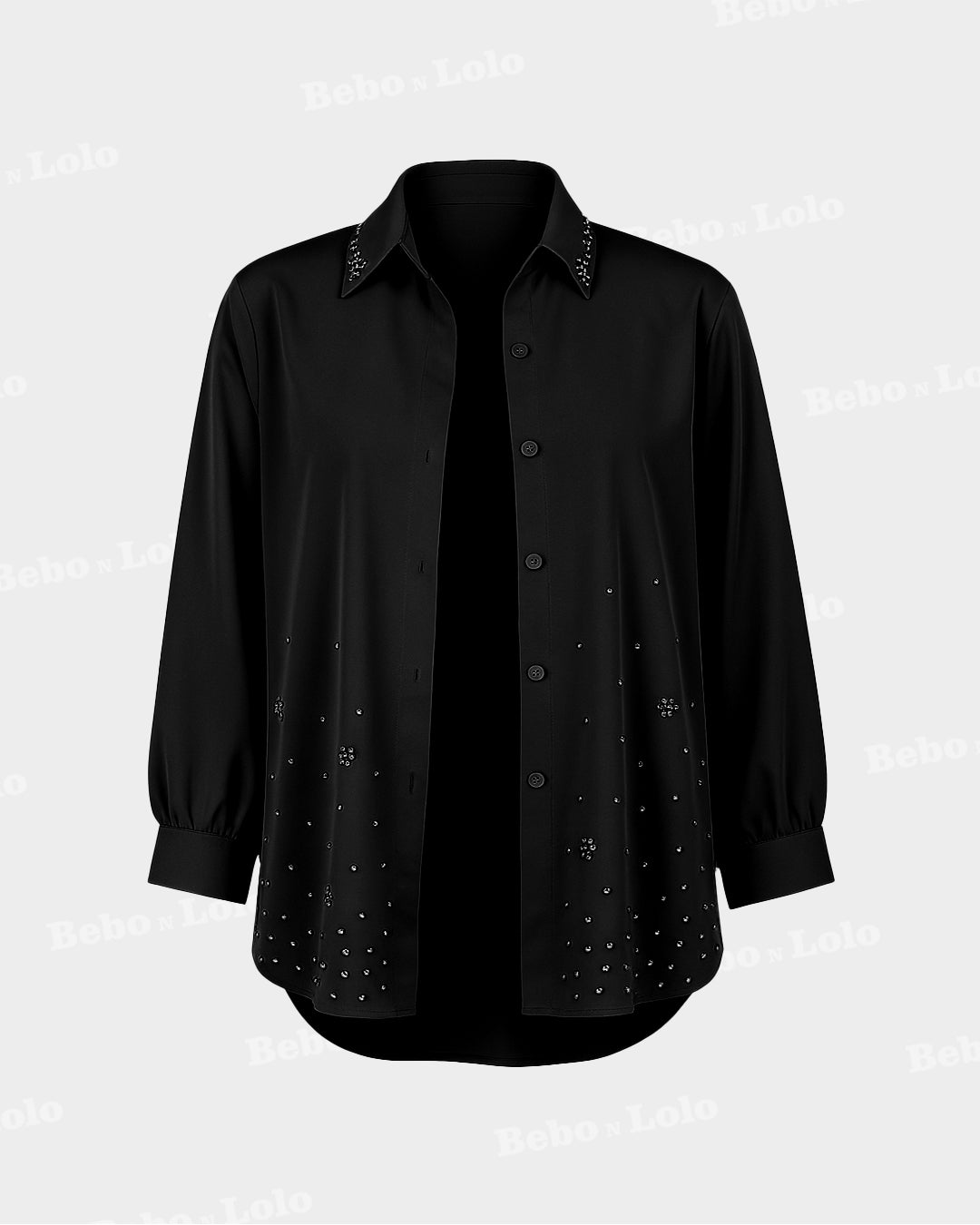 Pearl Embellished Plus Size Shirt