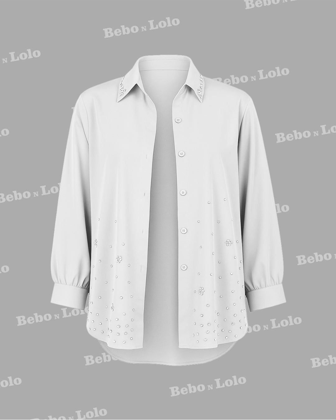 Pearl Embellished Plus Size Shirt
