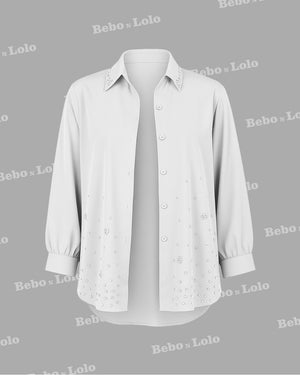 Pearl Embellished Plus Size Shirt
