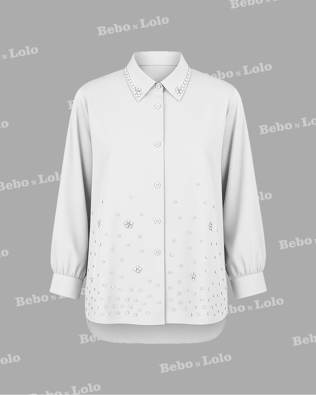 Pearl Embellished Plus Size Shirt