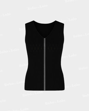Crystal Line Luxe Ribbed Knit top