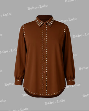 Studded Plus Size Shirt - bebonlolo
