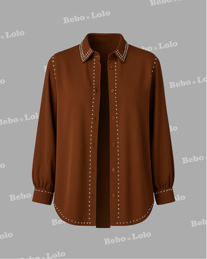 Studded Plus Size Shirt - bebonlolo