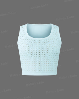 Embellished knitted crop top 