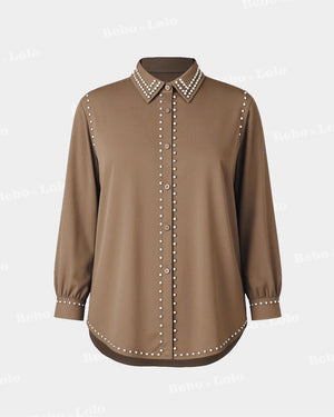 Studded Plus Size Shirt - bebonlolo