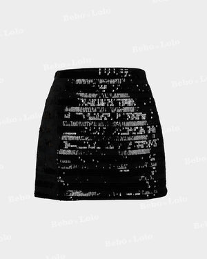 Black sabine sequin mini skirt