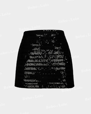 Black sabine sequin mini skirt