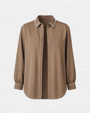 Studded Plus Size Shirt - bebonlolo
