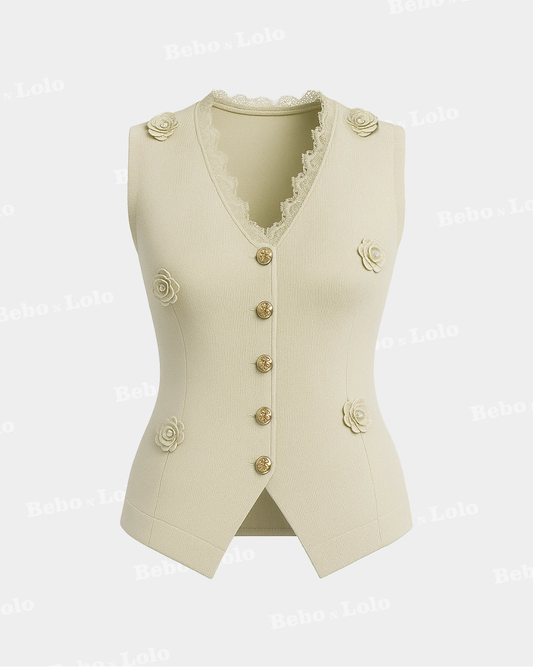 Luxe Waistcoat with Flower & Gold Button